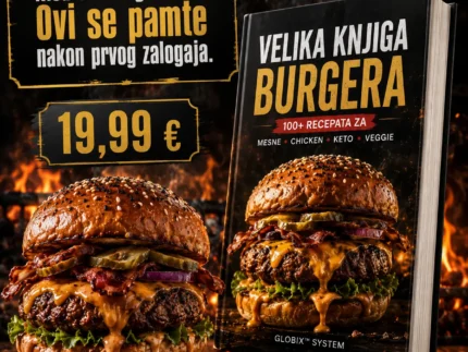 🍔 VELIKA KNJIGA BURGERA  👉100+ recepata za mesne, chicken, keto i veggie burgere